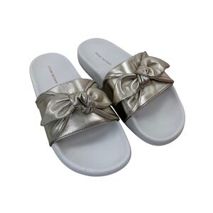 Stuart Weitzman Gold Bow Pool Beach Slide Sandals Women's Size 7 B